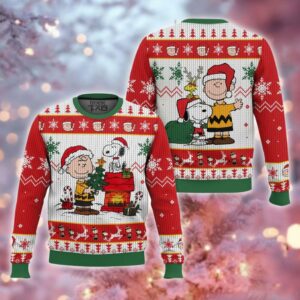 Funny Snoopy House Christmas Sweater, Cartoon Boy Puppy Xmas Sweatshirt, Classic Holiday Character Crewneck, Retro Dog Lover Gift