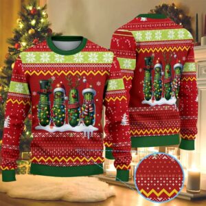 Funny Holiday Cucumber Christmas Knitted Sweater, Ugly Christmas Sweatshirt, Retro Christmas Sweater, Christmas Movie Shirt