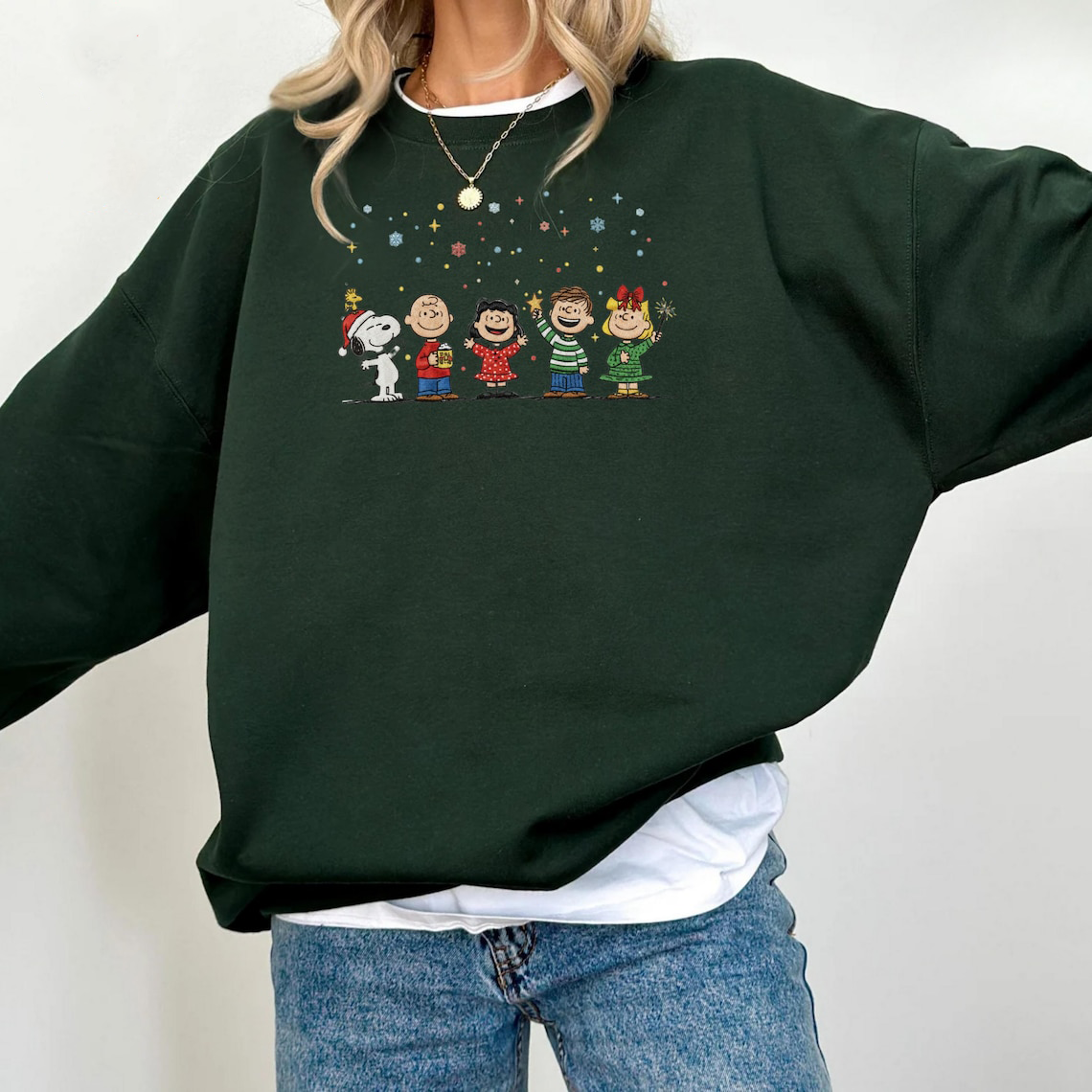 Embroidered Christmas Sweatshirts, Snoopy And Friends Embroidered Hoodie - Image 2