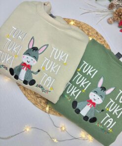 El Burrito Sabanero Embroidered Christmas Sweater – Mexican Holiday Crewneck, Tuki Tuki Tuki Sweatshirt, Feliz Navidad Sweatshirt