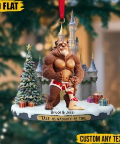 Hunky Beast Naughty Ornament, Personalized Adult Christmas Gift, Custom Name Couple Xmas Decor, Funny Dirty Holiday Keepsake for Him