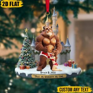 Hunky Beast Naughty Ornament, Personalized Adult Christmas Gift, Custom Name Couple Xmas Decor, Funny Dirty Holiday Keepsake for Him