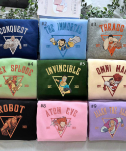 Invincble Characters Comic Embroidered Sweatshirt, Studio Hero Movie Shirt, Hero University, Hero Movie Fan Gift
