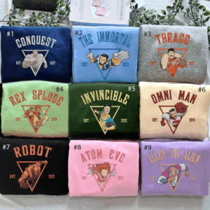 Invincble Characters Comic Embroidered Sweatshirt, Studio Hero Movie Shirt, Hero University, Hero Movie Fan Gift