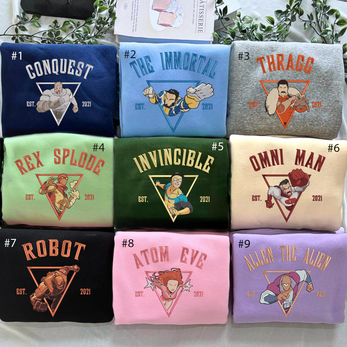 Invincble Characters Comic Embroidered Sweatshirt, Studio Hero Movie Shirt, Hero University, Hero Movie Fan Gift