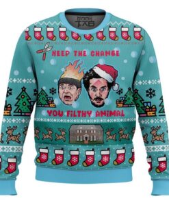Alternative view of Home Alone Keep The Change Ugly Christmas Sweater, Funny Holiday Sweatshirt, Classic Movie Xmas Sweater for Men Women Gift