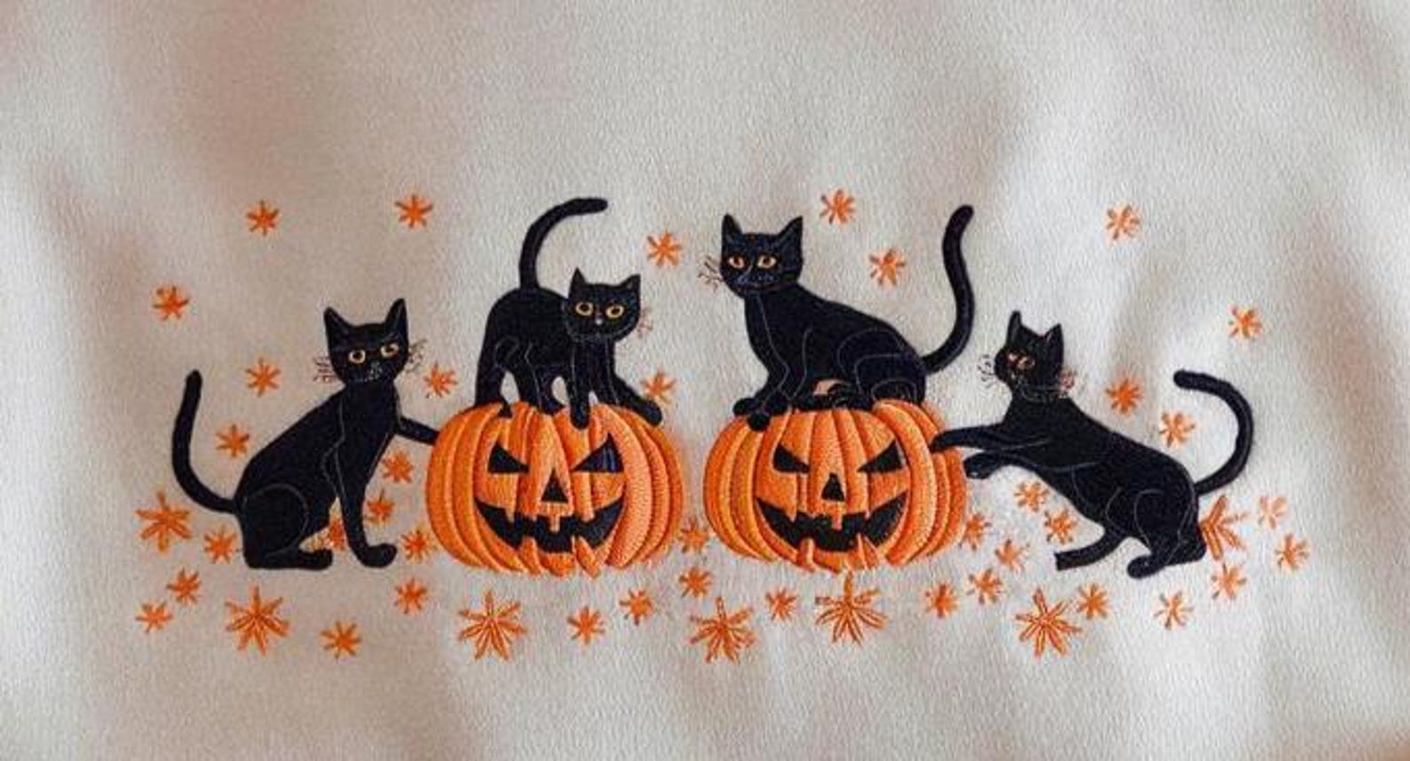 Pumpkin Fall Sweater, Embroidered Halloween Black Cat Sweatshirt, Halloween Crewneck, Cute Autumn Spooky Season - Image 2
