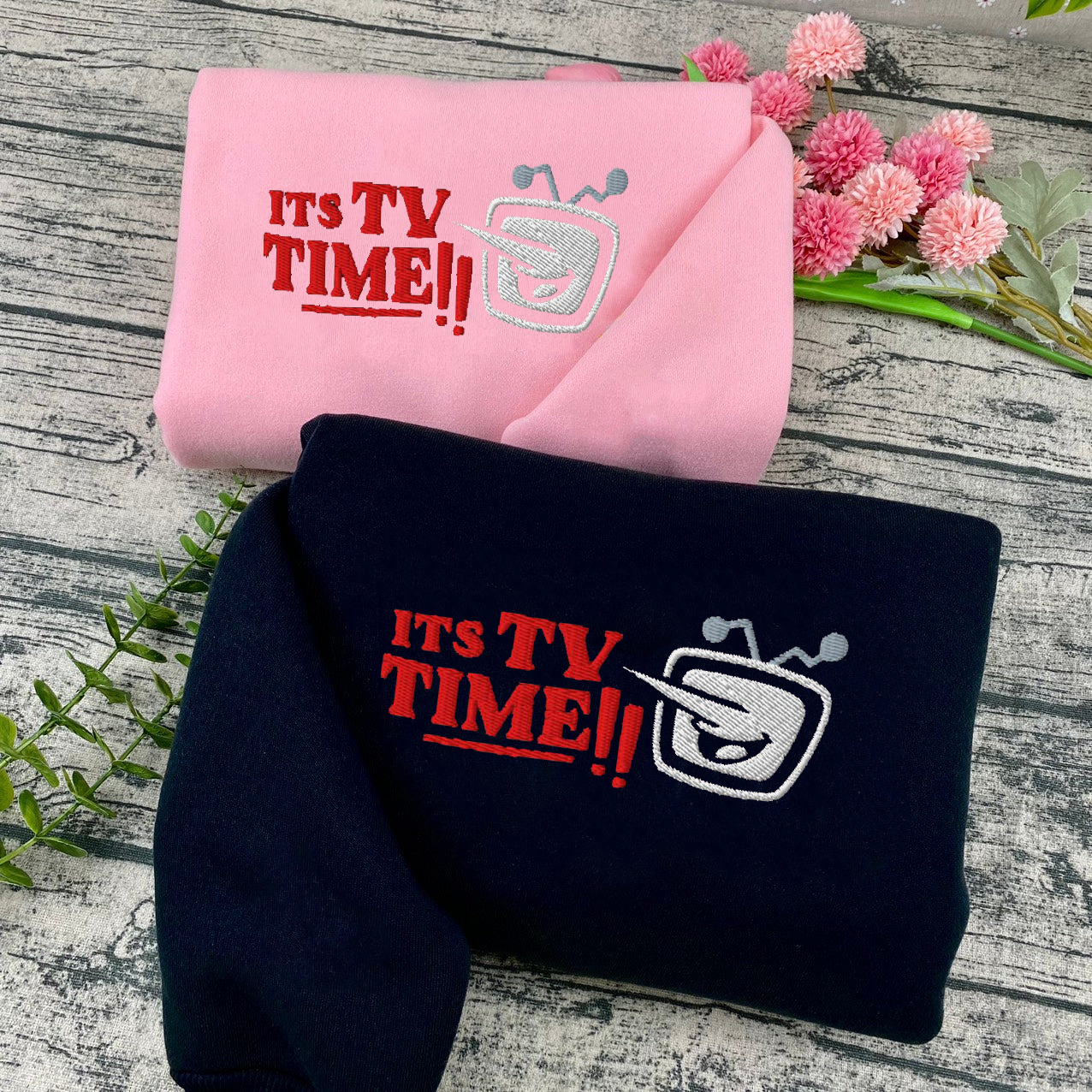 Tenna Deltarune Chapter3 'ITS TV TIME!' Embroidered Sweatshirt