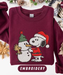 Alternative view of Christmas Snoopy Sweatshirt, Cute Dog Embroidered Hoodie, Cute Dog Shirt