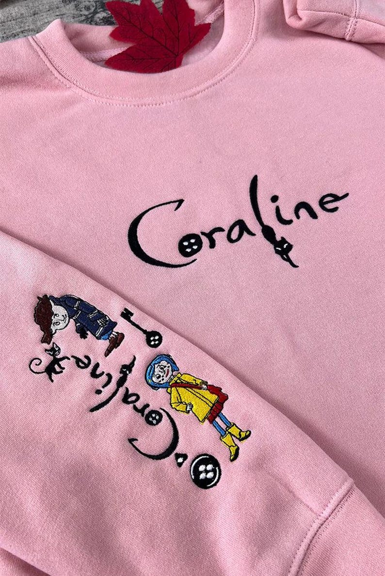 Scary Doll Halloween Embroidery Washed Shirt, Horror Cartoon Halloween Embroidery Shirt, Halloween Creepy Character Embroidered Sweatshirt - Image 2