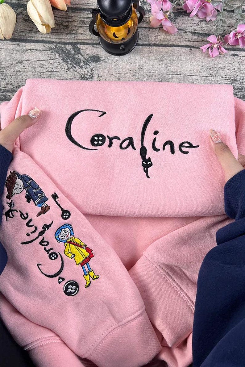 Scary Doll Halloween Embroidery Washed Shirt, Horror Cartoon Halloween Embroidery Shirt, Halloween Creepy Character Embroidered Sweatshirt - Image 3