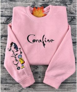 Scary Doll Halloween Embroidery Washed Shirt, Horror Cartoon Halloween Embroidery Shirt, Halloween Creepy Character Embroidered Sweatshirt