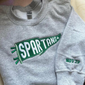 Embroidered Pennant Sweatshirt with Team Name, Custom Embroidered Pennant Crewneck