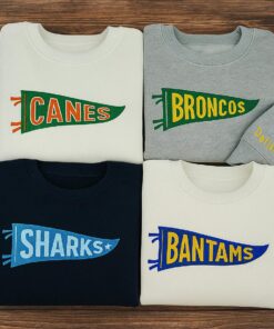 Alternative view of Embroidered Pennant Sweatshirt with Team Name, Custom Embroidered Pennant Crewneck