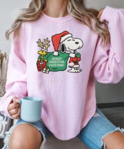 Merry Christmas Everyone Embroidery Shirt, Snoopy And Woodstock Christmas Embroidery Sweatshirt, Embroidery Hoodie