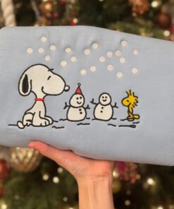 Snoopy Woodstock Snowman Christmas Embroidered Sweatshirt, Snoopy Christmas Embroidered Sweatshirt, Christmas Embroidered Sweatshirt
