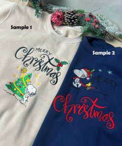 Snoopy Christmas Sweatshirt, Merry Christmas Sweatshirt, Cute Dog Embroidered Sweatshirt, Cute Dog Sweatshirt, Christmas Shirt