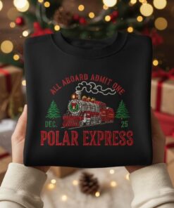 Alternative view of EMBROIDERED Polar Express Christmas Sweatshirt, Vintage Christmas Train Sweater, Holiday Crewneck, Retro Xmas Shirt, Christmas Movie Tee