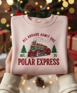 EMBROIDERED Polar Express Christmas Sweatshirt, Vintage Christmas Train Sweater, Holiday Crewneck, Retro Xmas Shirt, Christmas Movie Tee