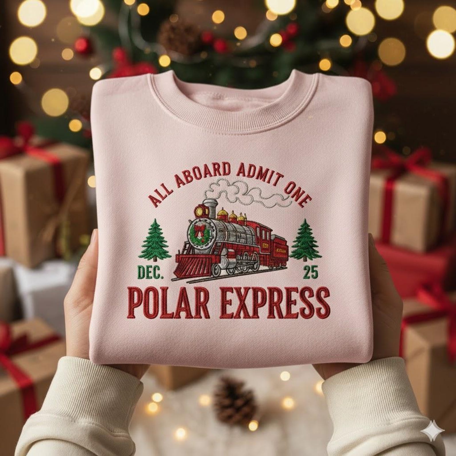EMBROIDERED Polar Express Christmas Sweatshirt, Vintage Christmas Train Sweater, Holiday Crewneck, Retro Xmas Shirt, Christmas Movie Tee