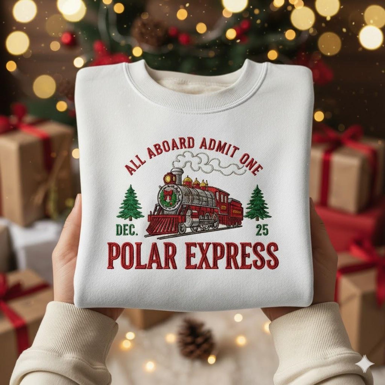 EMBROIDERED Polar Express Christmas Sweatshirt, Vintage Christmas Train Sweater, Holiday Crewneck, Retro Xmas Shirt, Christmas Movie Tee - Image 3