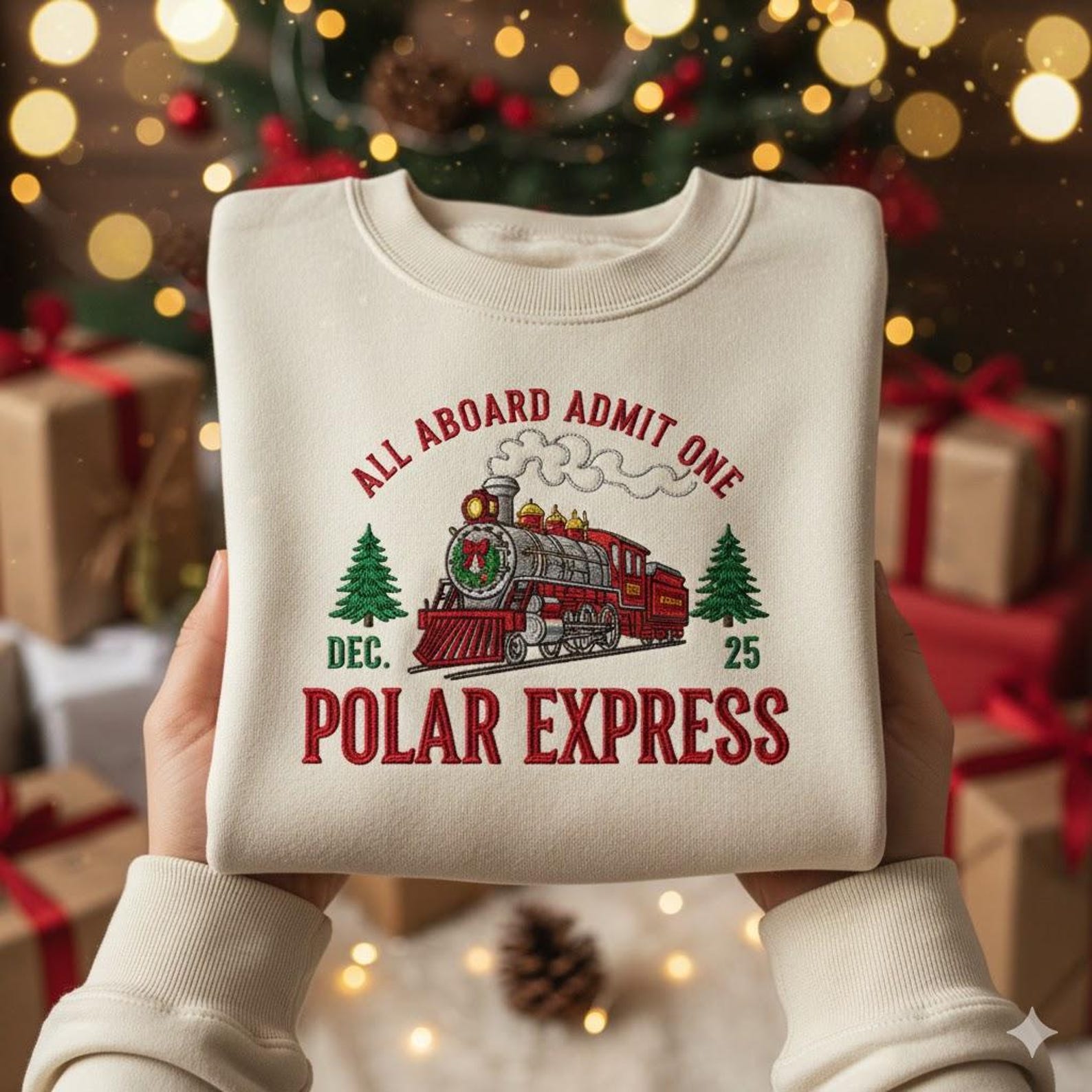 EMBROIDERED Polar Express Christmas Sweatshirt, Vintage Christmas Train Sweater, Holiday Crewneck, Retro Xmas Shirt, Christmas Movie Tee - Image 4