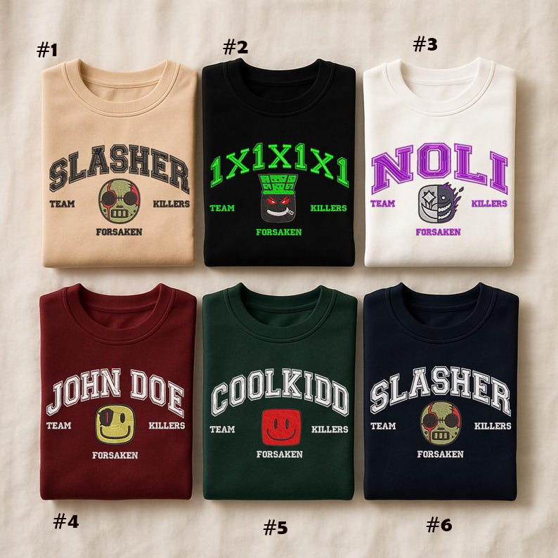Forsaken Shirt Characters Embroidered Sweatshirt, Video Game Lover, Team Coolkidd Shirt, Slasher