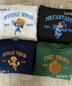 The Fantastic Four Character Member Embroidered T-Shirt, Fantastic Four Sweatshirt