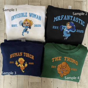 The Fantastic Four Character Member Embroidered T-Shirt, Fantastic Four Sweatshirt