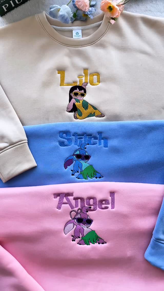 Lilo and Stitch Dancing Hawaii Aloha Embroidered Sweatshirt, Funny Stitch Disney Summer shirt, Walt Disney World, Disneyland Family Trip - Image 2