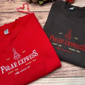 Polar Express Christmas Embroidered Sweatshirt, Christmas Embroidery Sweatshirt, Polar Express Crewneck, Christmas Gift for Friends