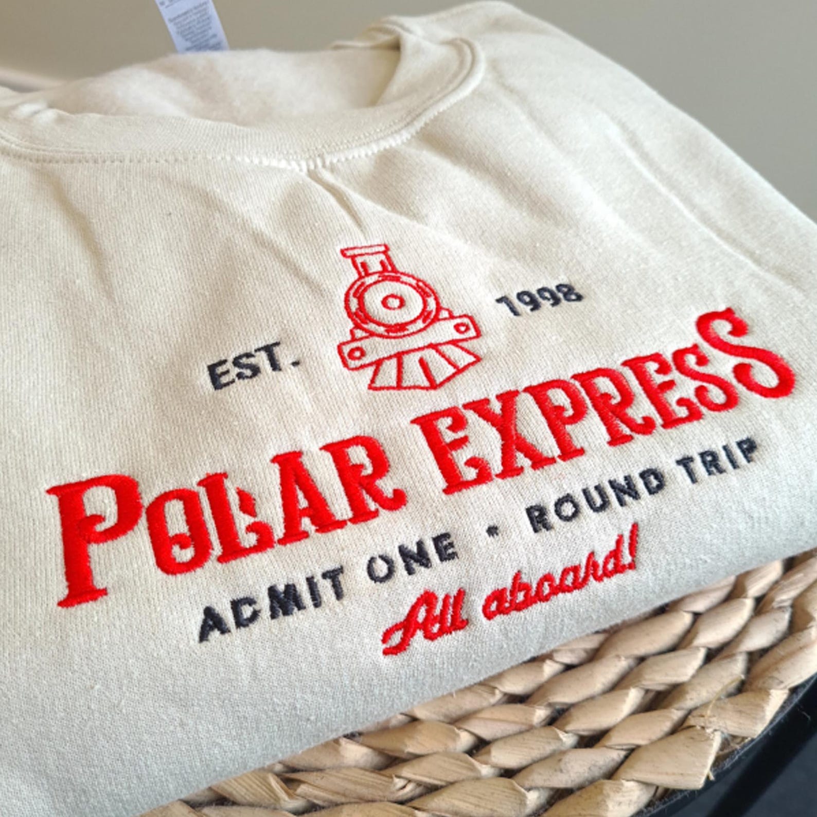 Polar Express Christmas Embroidered Sweatshirt, Christmas Embroidery Sweatshirt, Polar Express Crewneck, Christmas Gift for Friends - Image 2