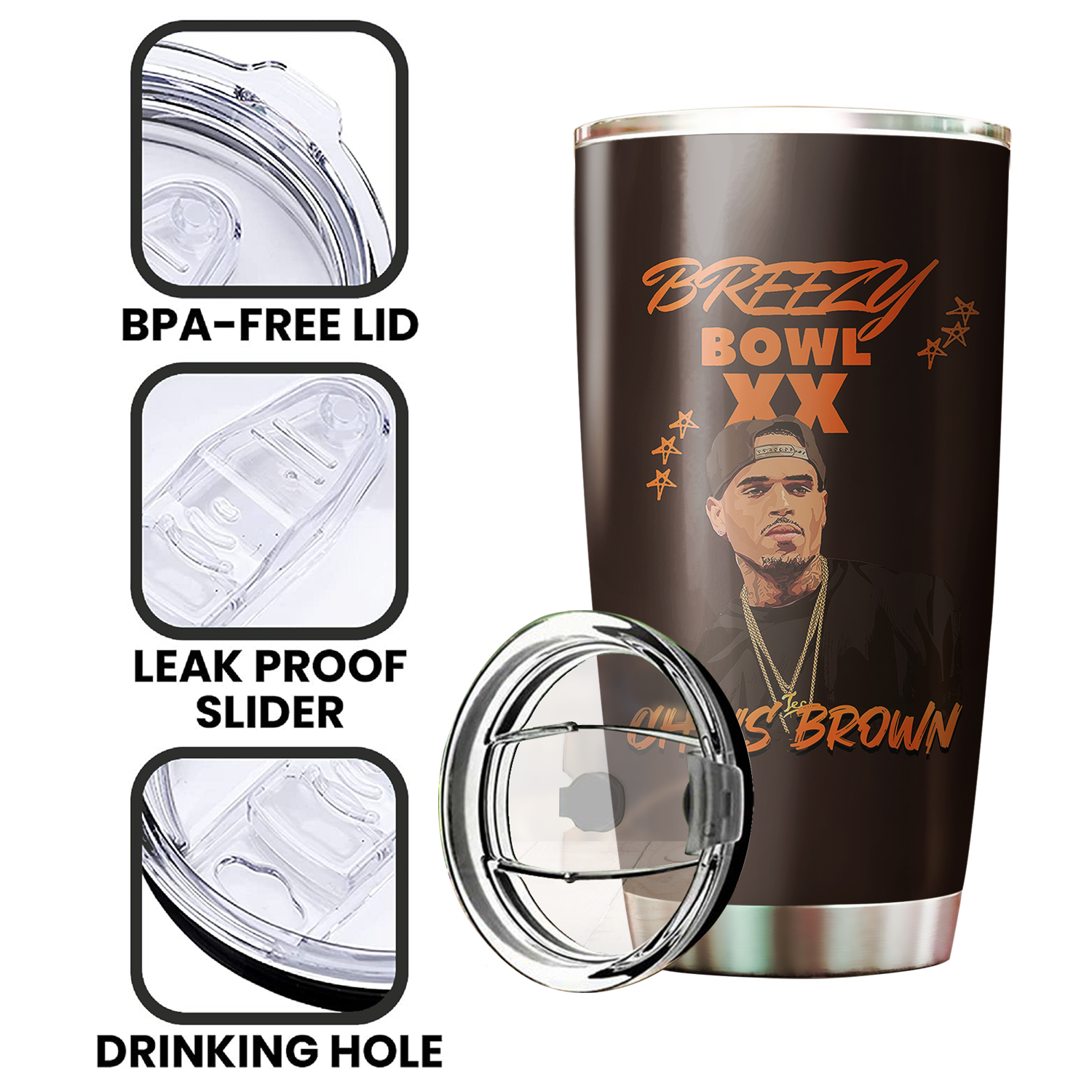 Chris Brown Tumbler Wrap, Music Lovers Tumblers - Image 3