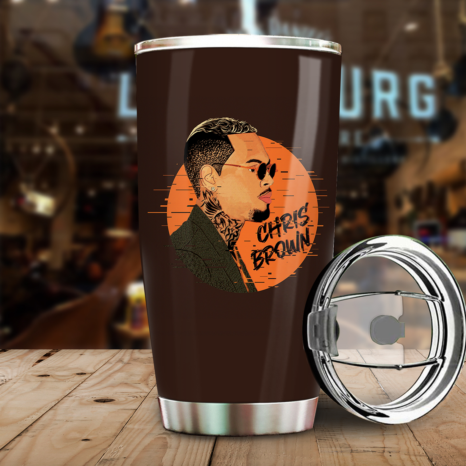Chris Brown Tumbler Wrap, Music Lovers Tumblers - Image 5