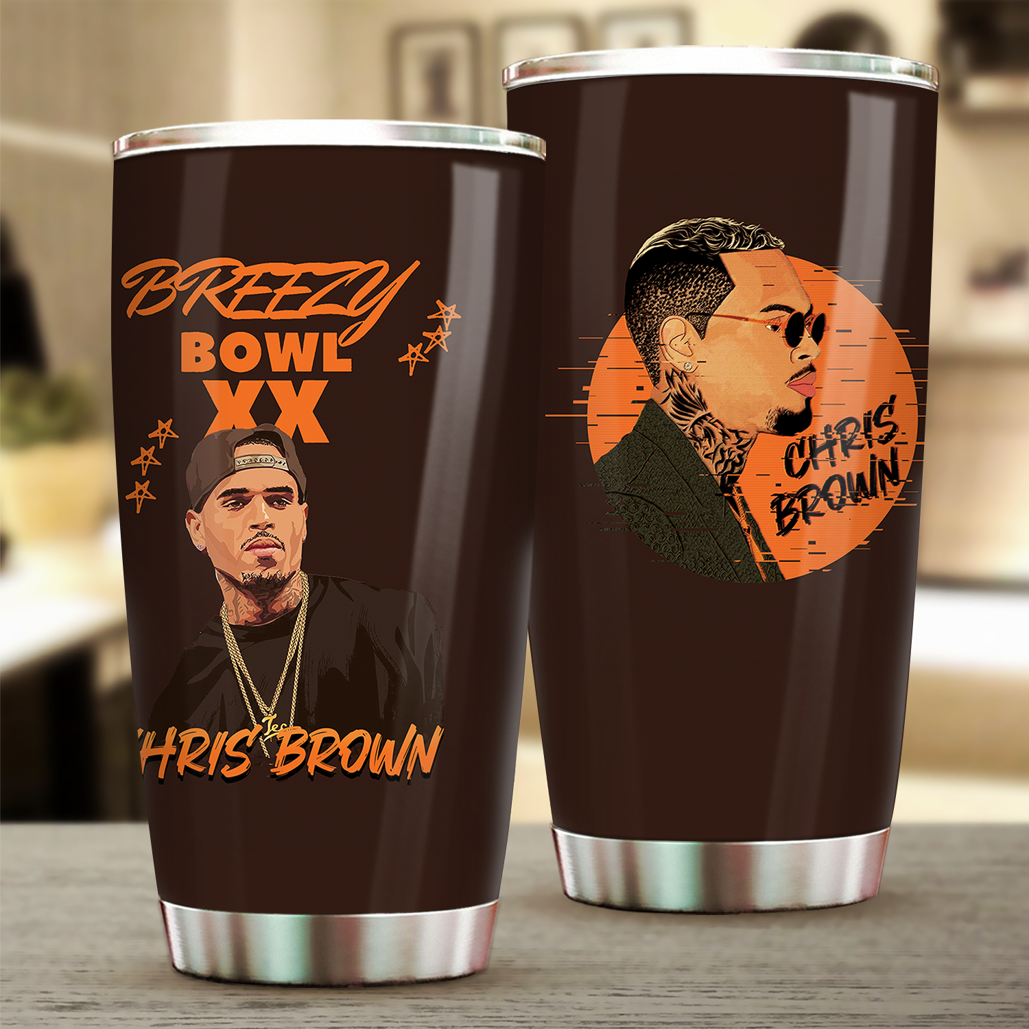 Chris Brown Tumbler Wrap, Music Lovers Tumblers - Image 6