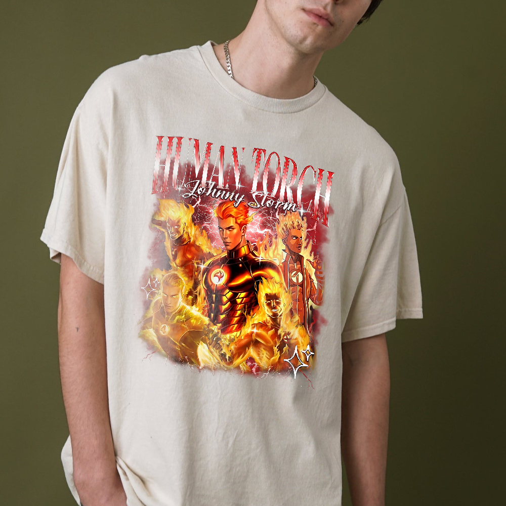 The Fantastic Four First Steps Shirt, Johnny Storm Human Torch Fantastic Four Shirt - Image 6