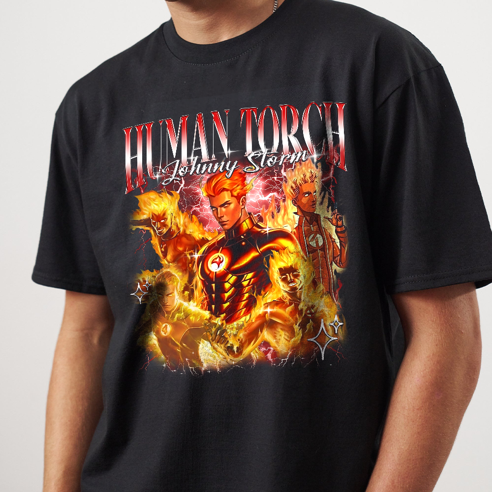 The Fantastic Four First Steps Shirt, Johnny Storm Human Torch Fantastic Four Shirt