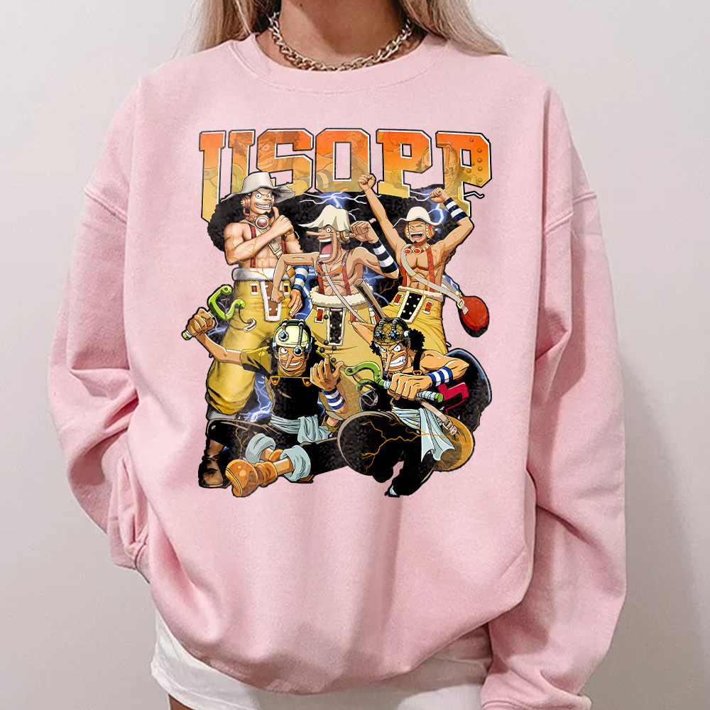 Retro Usopp Shirt, One Piece Retro Anime T-Shirt, Anime Sweatshirt, Anime Hoodie, Anime Fan Gift, Birthday Gift - Image 2