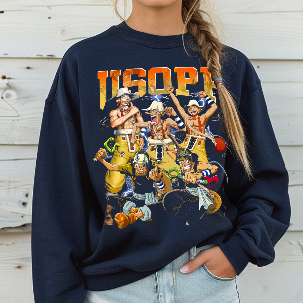 Retro Usopp Shirt, One Piece Retro Anime T-Shirt, Anime Sweatshirt, Anime Hoodie, Anime Fan Gift, Birthday Gift - Image 3