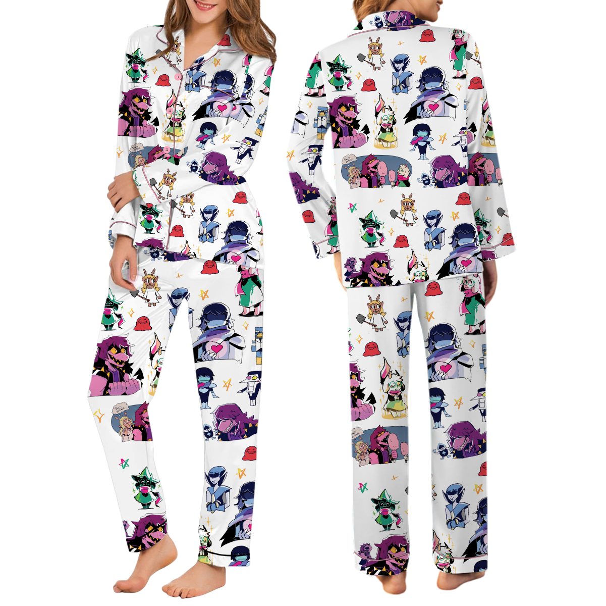 Undertale Deltarune Pajamas Set Long, Kris Susie Ralsei Gaming Pajamas - Image 2