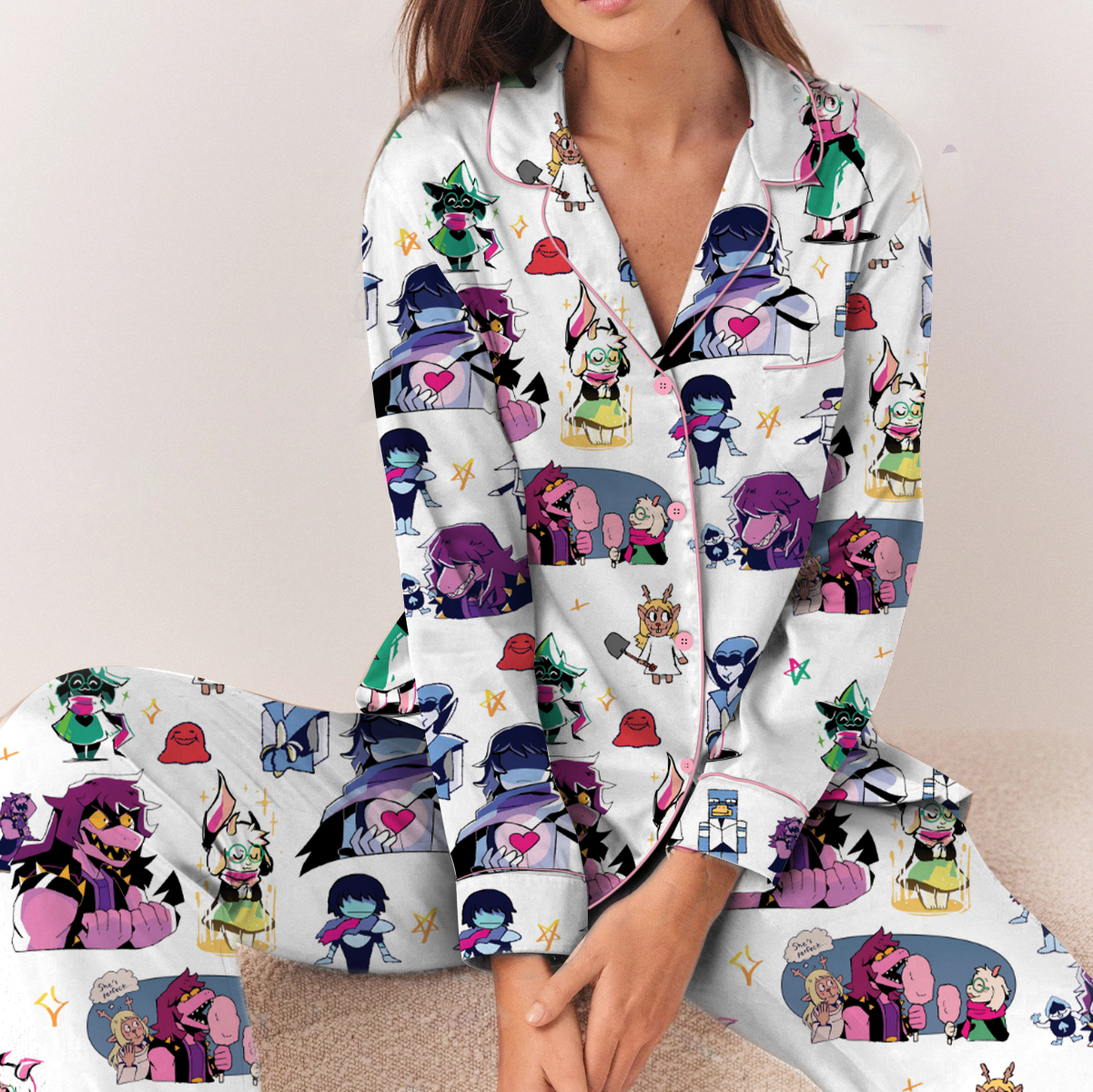 Undertale Deltarune Pajamas Set Long, Kris Susie Ralsei Gaming Pajamas