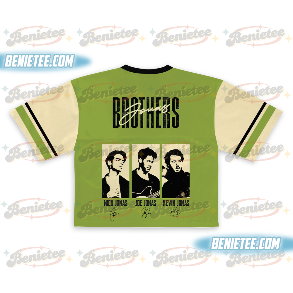 Jonas Bros 20th Anniversary Tour 2025 Croptop Football Jersey, Retro Jonas Brothers Tour Jersey, Pop Band Concert Shirt, Jonas Brother Fan Merch Gift for Her - Image 3