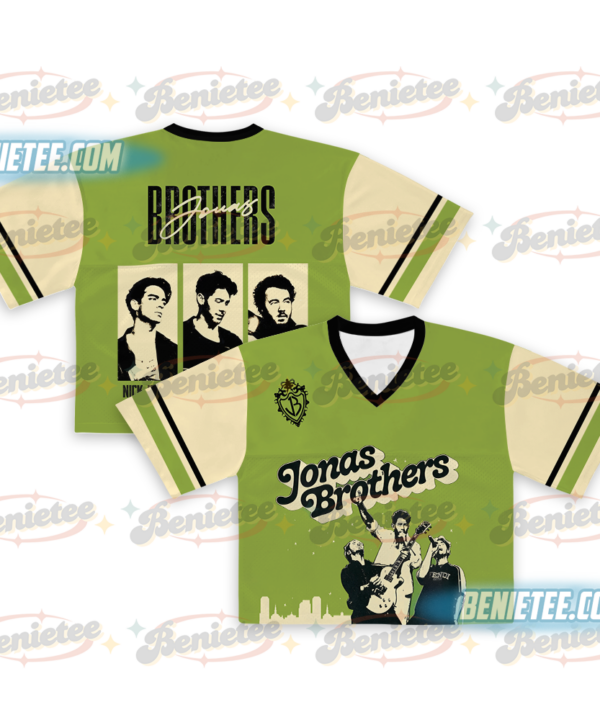 Jonas Bros 20th Anniversary Tour 2025 Croptop Football Jersey, Retro Jonas Brothers Tour Jersey, Pop Band Concert Shirt, Jonas Brother Fan Merch Gift for Her