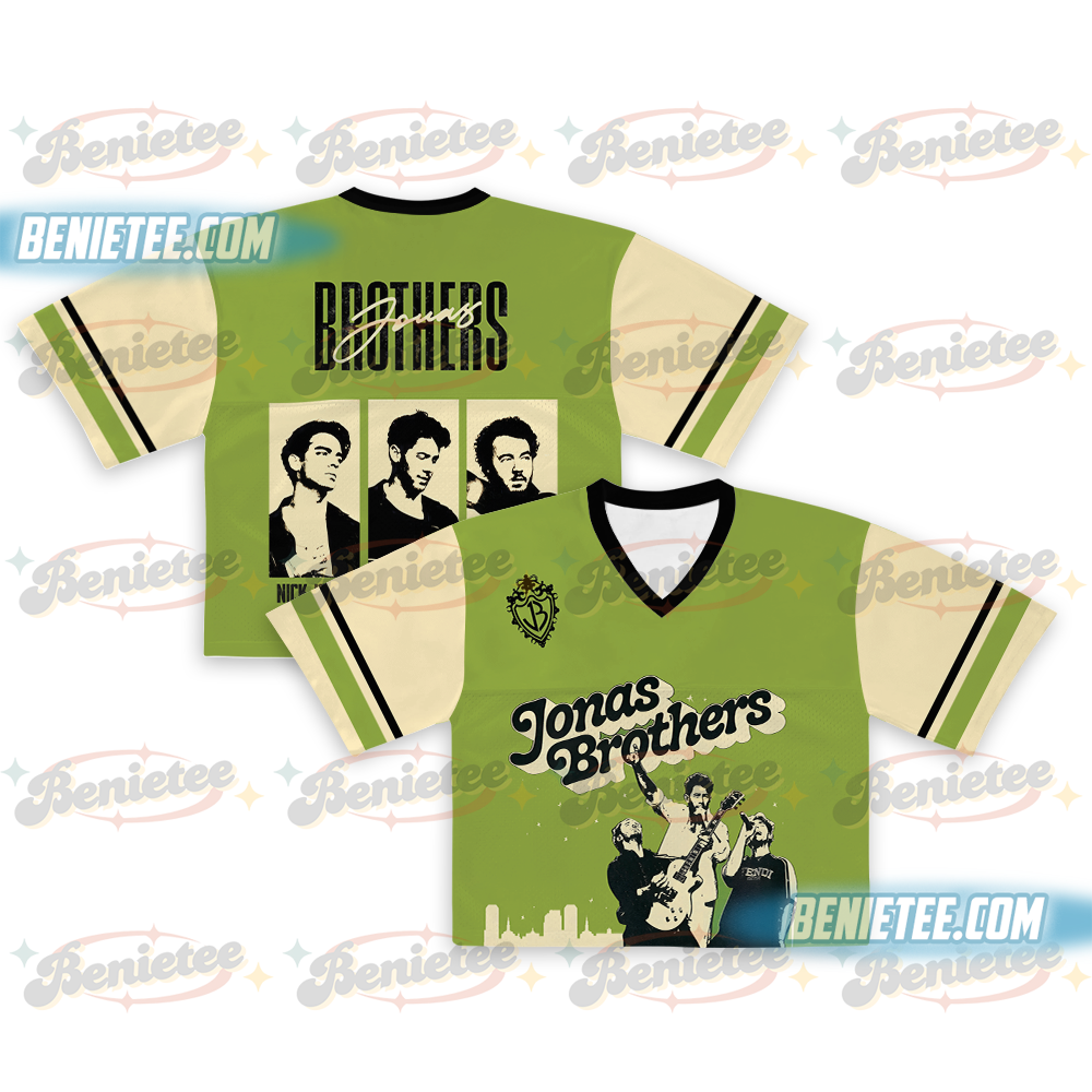 Jonas Bros 20th Anniversary Tour 2025 Croptop Football Jersey, Retro Jonas Brothers Tour Jersey, Pop Band Concert Shirt, Jonas Brother Fan Merch Gift for Her
