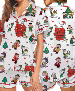 Funny Snoopy Pajamas Set Short, Christmas Apparel, Holiday Shirt, Christmas Party PJM, Merry Christmas Gift, Cute Christmas Dog Lover Gift