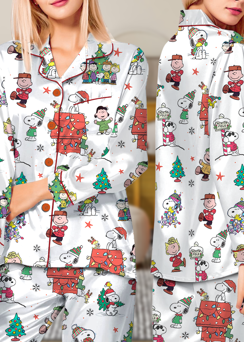 Funny Snoopy Pajamas Set Long, Christmas Apparel, Holiday Shirt, Christmas Party PJM, Merry Christmas Gift, Cute Christmas Dog Lover Gift