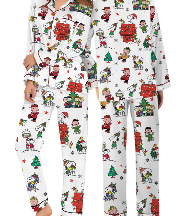 Alternative view of Funny Snoopy Pajamas Set Long, Christmas Apparel, Holiday Shirt, Christmas Party PJM, Merry Christmas Gift, Cute Christmas Dog Lover Gift
