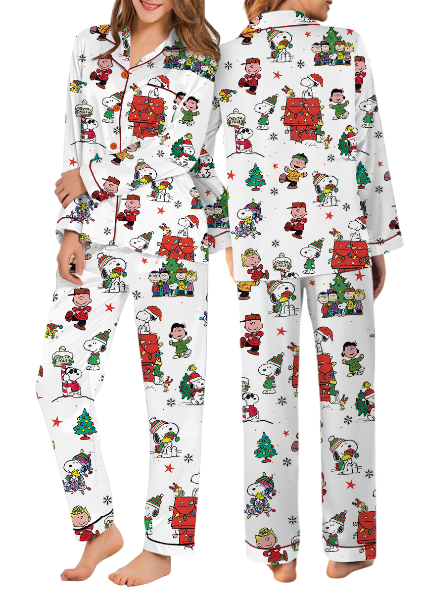 Funny Snoopy Pajamas Set Long, Christmas Apparel, Holiday Shirt, Christmas Party PJM, Merry Christmas Gift, Cute Christmas Dog Lover Gift - Image 2