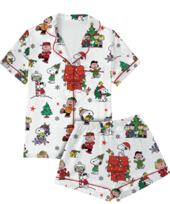 Alternative view of Funny Snoopy Pajamas Set Short, Christmas Apparel, Holiday Shirt, Christmas Party PJM, Merry Christmas Gift, Cute Christmas Dog Lover Gift