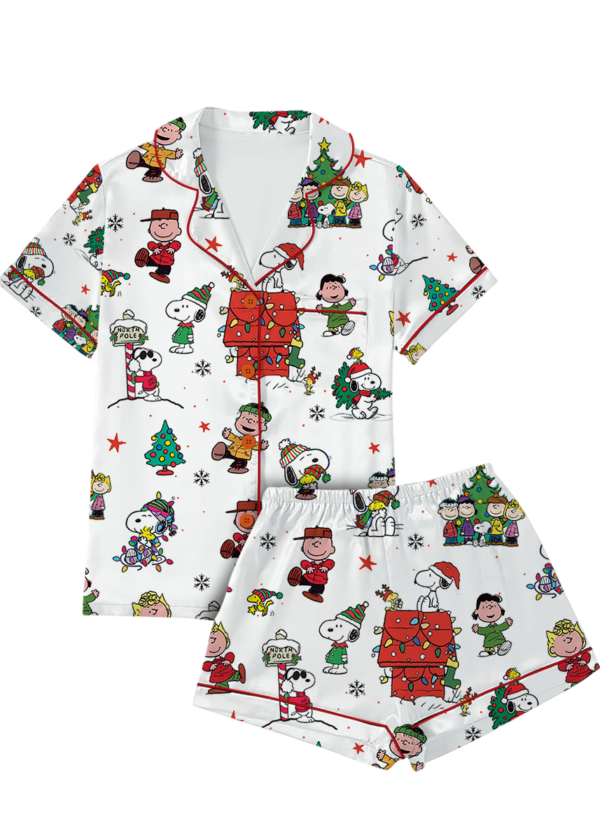 Alternative view of Funny Snoopy Pajamas Set Short, Christmas Apparel, Holiday Shirt, Christmas Party PJM, Merry Christmas Gift, Cute Christmas Dog Lover Gift